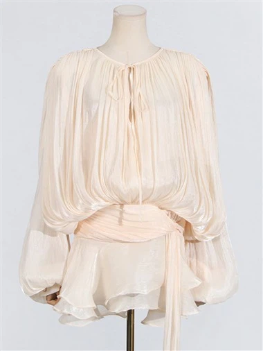 Béžový číry nafúknutý - blúzka rukávu