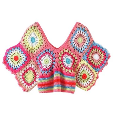 Jasne zafarbená háčkovanie V - vrchná časť krku